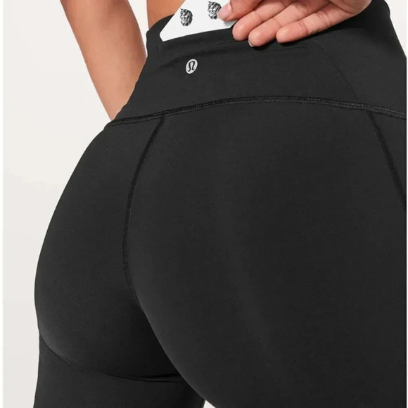 Lululemon Wunder Under Hi-Rise Tight Leggings Cut Out Mesh 28" Black Size 4 - Picture 9 of 11